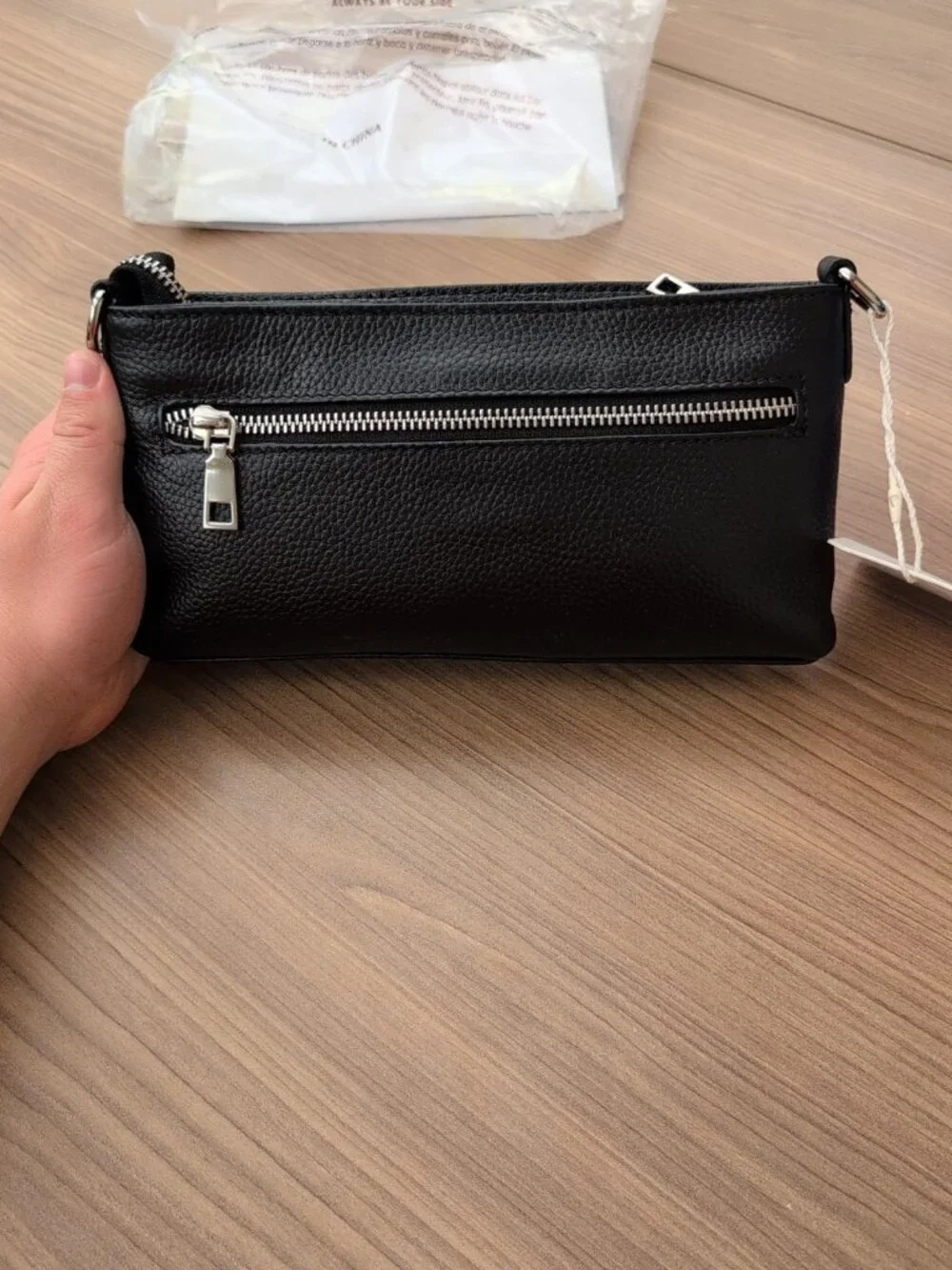 S-Zone Leather Crossbody Bag With Strap Designer Handbag Black‎ NWT
